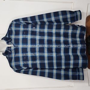 Merrell Plaid Flannel Button Front Shirt Blue Yellow | XL